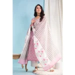 Pink Cotton Kurti Set - Angle 4