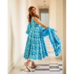 Sky Blue Cotton Kurti Set - Angle 5