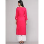 Generic Women's Casual 3/4th Sleeve Embroidered Georgette Kurti (Pink) - Image 5