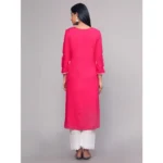 Generic Women's Casual 3/4th Sleeve Embroidered Georgette Kurti (Pink) - Image 6