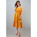Generic Women's Casual Sleeveless Striped Crape Dresses (Mustard) - Image 3