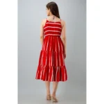 Women's Red Striped Dress - Angle 5