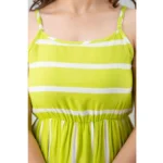Generic Women's Casual Sleeveless Striped Crape Dresses (Parrot Green ) - Image 3