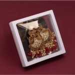 Maroon Kundan Earrings - Angle 2
