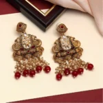 Maroon Kundan Earrings for Women