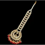 Generic Women's Red Color Imitation Pearl & Kundan Maang Tikka - Image 2