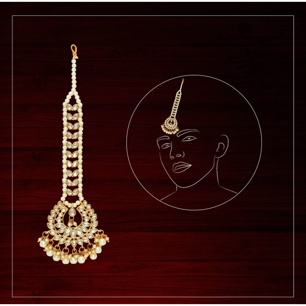 53501846628_85ce279ce8_o_d-1000x1000-1.webp Generic Women's White Color Imitation Pearl & Kundan Maang Tikka - Image 1