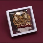 Maroon Kundan Earrings for Women - Angle 2