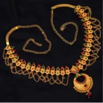 Generic Women's Maroon & Green Color Glass Stone Kamarband Adjustable Chain - Image 3