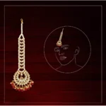 Generic Women's Maroon Color Imitation Pearl & Kundan Maang Tikka