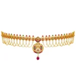 Generic Women's Maroon & Green Color Glass Stone Kamarband Adjustable Chain