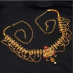 Generic Women's Maroon & Green Color Glass Stone Kamarband Adjustable Chain - Image 3