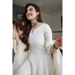 Generic Women's Casual 3/4th Sleeve Embroidered Cotton Gown (White) - Image 2