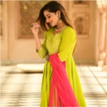 Light Green Cotton Kurti Set - Angle 2
