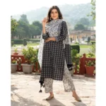 Women's Printed Cotton Kurti Set - Angle 4