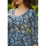 Navy Blue Cotton Kurti Set - Angle 2