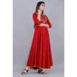 Generic Women's Casual 3/4th Sleeve Embroidered Viscose Rayon Kurti (Maroon) - Image 3