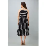 Generic Women's Casual Sleeveless Striped Crape Dresses (Black) - Image 5