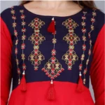 Generic Women's Casual 3/4th Sleeve Embroidered Viscose Rayon Kurti (Mustard) - Image 3