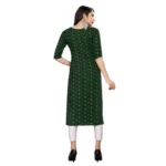 Generic Women's Casual 3/4th Sleeve Printed Cotton Blend Kurti (Green) - Image 4