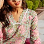 Women's Printed Cotton Kurti Set - Angle 3