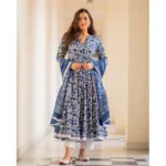 Women Blue Kurti Set - Angle 8