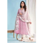 Pink Cotton Kurti Set - Angle 6