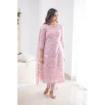Pink Cotton Kurti Set - Angle 3
