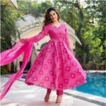 Pink Cotton Kurti Set for Women - Angle 3