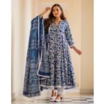 Women Blue Kurti Set - Angle 5