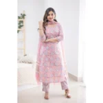 Pink Cotton Kurti Set - Angle 4