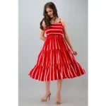 Women's Red Striped Dress - Angle 3
