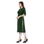 Generic Women's Casual 3/4th Sleeve Printed Cotton Blend Kurti (Green) - Image 2