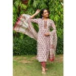 Women's Printed Cotton Kurti Set - Angle 2