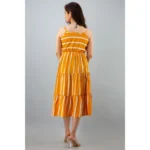 Generic Women's Casual Sleeveless Striped Crape Dresses (Mustard) - Image 5