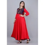 Generic Women's Casual 3/4th Sleeve Embroidered Viscose Rayon Kurti (Mustard) - Image 2