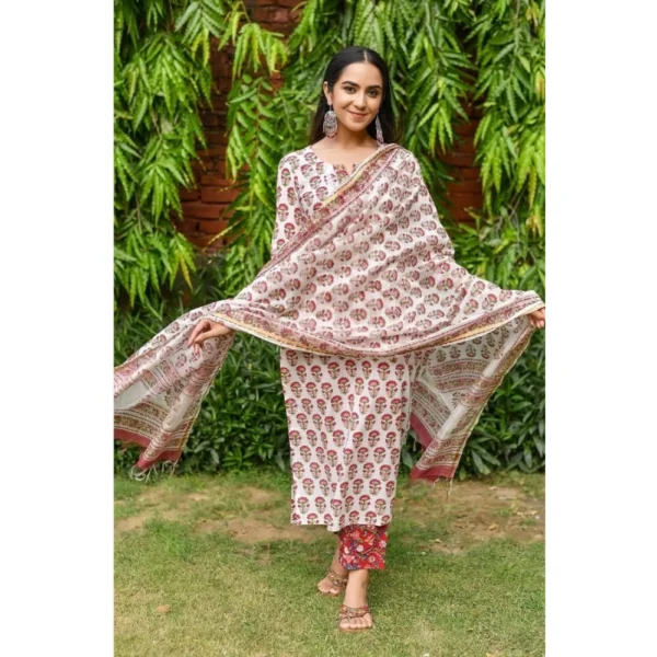 Women's Printed Cotton Kurti Set