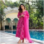 Pink Cotton Kurti Set for Women