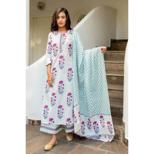 Floral Cotton Kurti Set