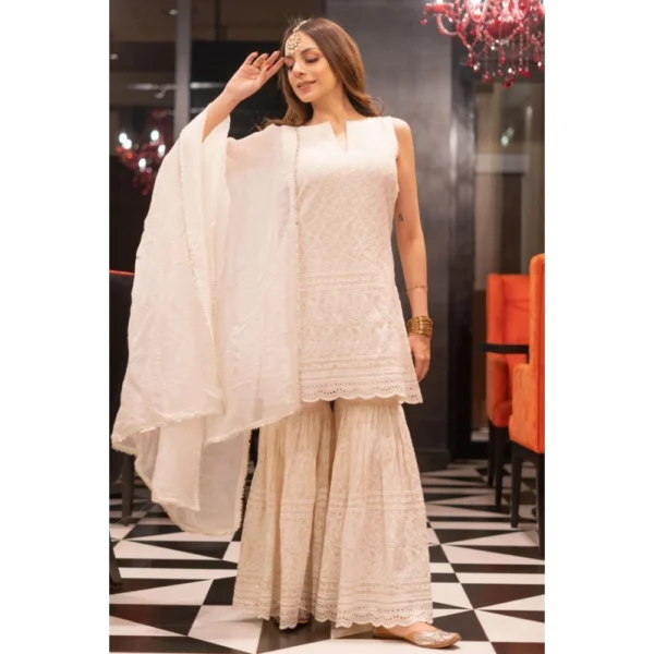 White Cotton Kurti Set