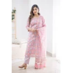 Pink Cotton Kurti Set