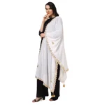Generic Women's Velvet Gotta Patti Dupatta (White, Length: 2.25 to 2.50 Mtr) - Image 5