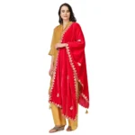 Generic Women's Velvet Gotta Patti Dupatta (Pink, Length: 2.25 to 2.50 Mtr) - Image 5