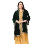 Generic Women's Velvet Gotta Patti Dupatta (Green, Length: 2.25 to 2.50 Mtr) - Image 3
