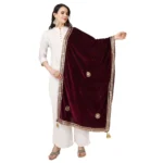 Purple Velvet Gotta Patti Dupatta for Women