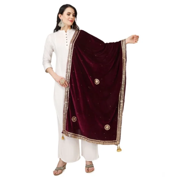 Purple Velvet Gotta Patti Dupatta for Women