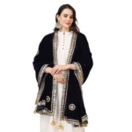 Generic Women's Velvet Gotta Patti Dupatta (Blue, Length: 2.25 to 2.50 Mtr) - Image 3