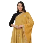 Generic Women's Velvet Gotta Patti Dupatta (Yellow, Length: 2.25 to 2.50 Mtr) - Image 4