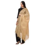 Generic Women's Chanderi Solid Dupatta (Gold, Length: 2.25 to 2.50 Mtr) - Image 5