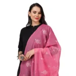 Generic Women's Cotton Embroidered Dupatta (Pink, Length: 2.25 to 2.50 Mtr) - Image 4